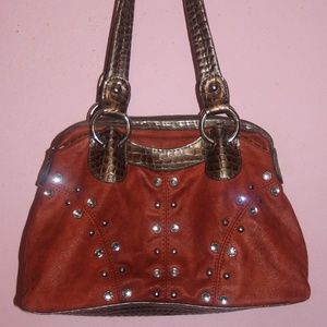 Rhinestone Embellished Suede Purse